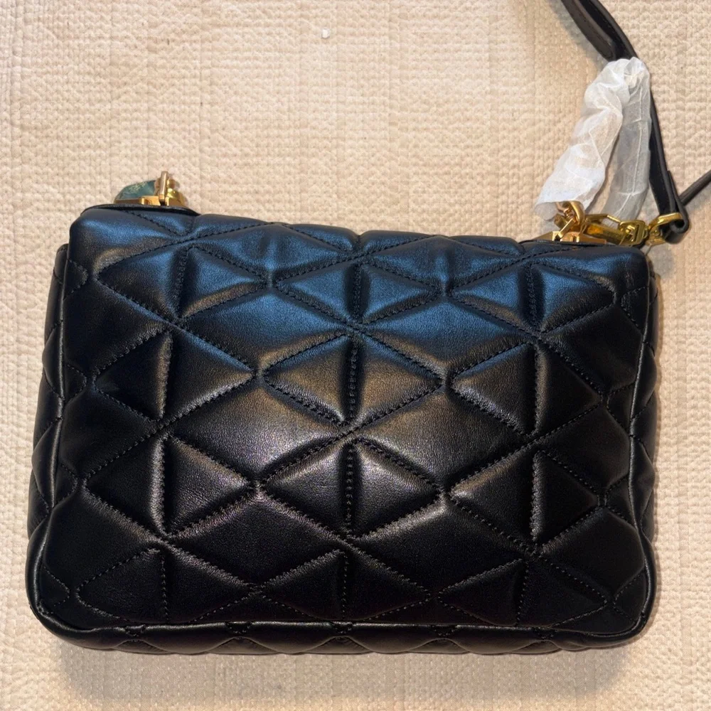 Sadi Elegant Black Quilted Handbag 2way bag. New with tags. Made in Italy. - Picture 4 of 12